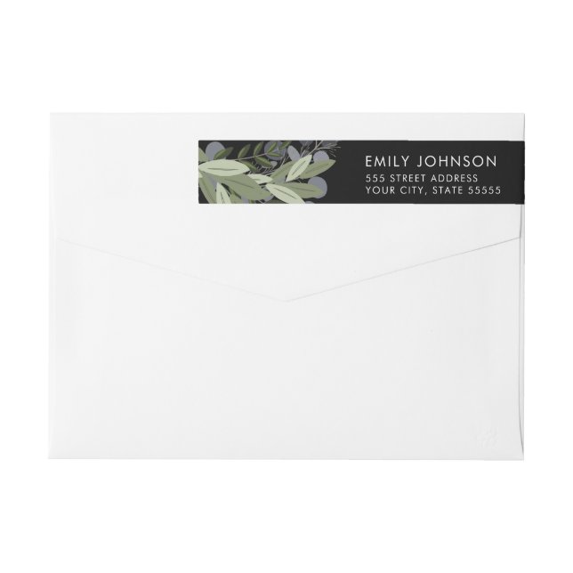 Midnight Wedding Sprigs Return Address Label (Back)