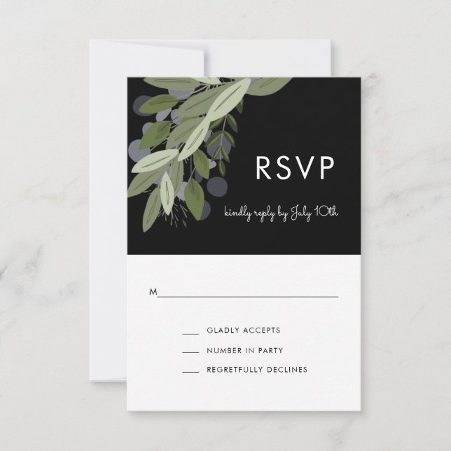Midnight Wedding Sprigs, RSVP Card (Front)