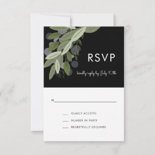 Midnight Wedding Sprigs, RSVP Card