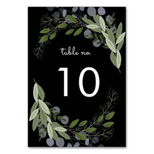 Midnight Wedding Sprigs Table No. Card