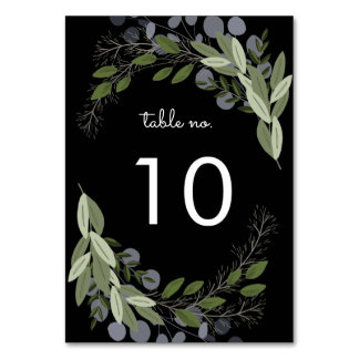 Midnight Wedding Sprigs Table No. Card
