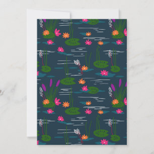 Midnight Whimsical Lotus Floral Garden  Holiday Card