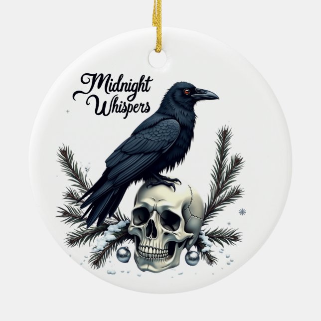 Midnight Whispers Raven and Skull Ornament (Back)