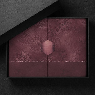 Midnight Wine Romance   Dark Satiny Grunge Damask Tissue Paper