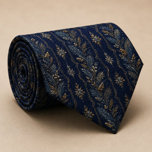 Midnight Winter Botanical Luxury Wedding Tie
