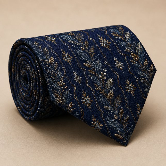 Midnight Winter Botanical Luxury Wedding Tie (Creator Uploaded)