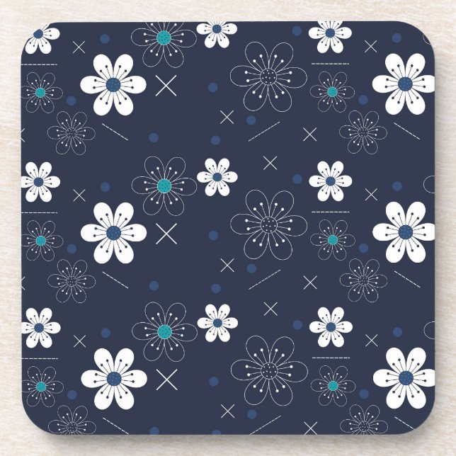 midnight winter flowers coaster (Front)