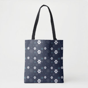 midnight winter flowers tote bag