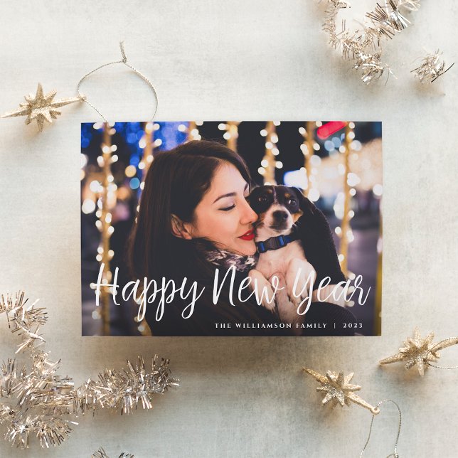 Midnight Wish | Happy New Year Photo Holiday Card (Creator Uploaded)