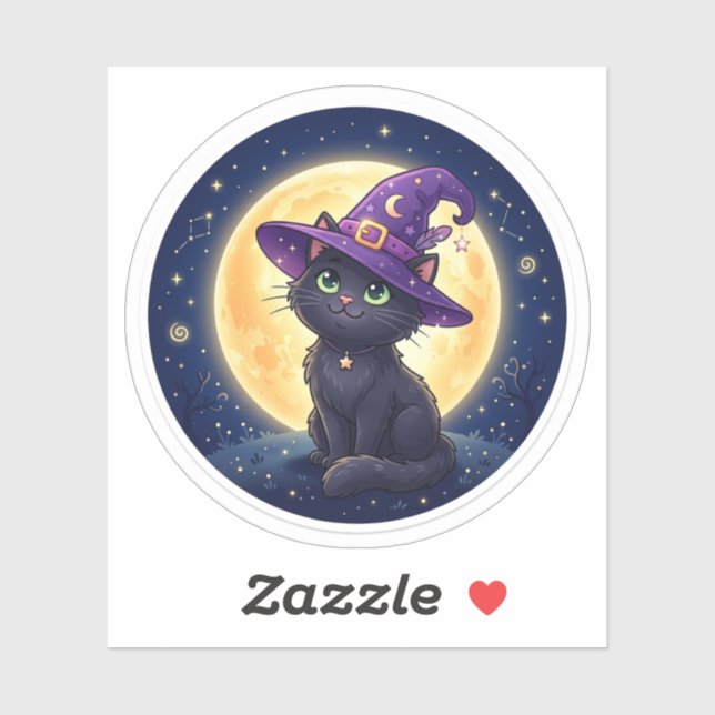 Midnight Witch Black Cat Oversized Hat Halloween (Sheet)