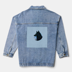 Midnight Wolf Emblem Denim Jacket