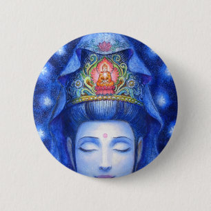 Midnight Zen Meditation Kuan Yin 6 Cm Round Badge