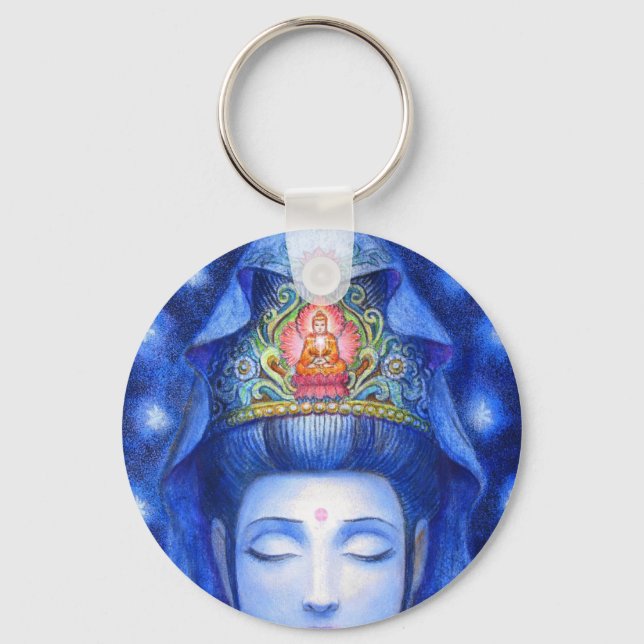 Midnight Zen Meditation Kuan Yin Key Ring (Front)