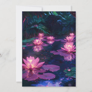 Midnight Zen Nature Pink Lotus Pond Announcement