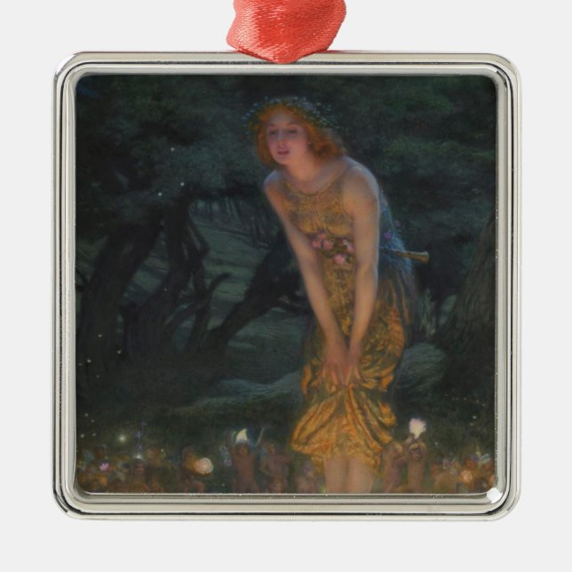 Midsummer Eve (by Edward Robert Hughes) Metal Tree Decoration (Front)