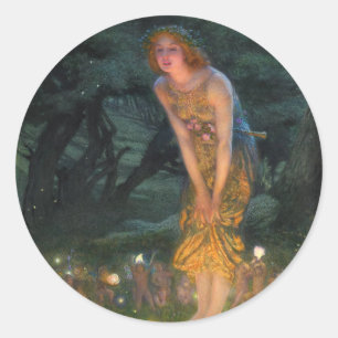 Midsummer Eve c. 1908 by Edward Robert Hughes Classic Round Sticker