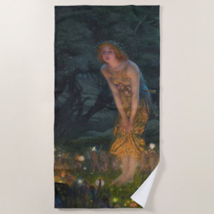 Midsummer Eve Edward Robert Hughes fairies fantasy Beach Towel