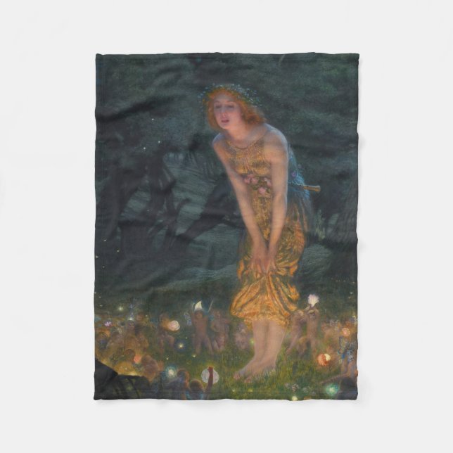 Midsummer Eve Edward Robert Hughes fairies fantasy Fleece Blanket (Front)