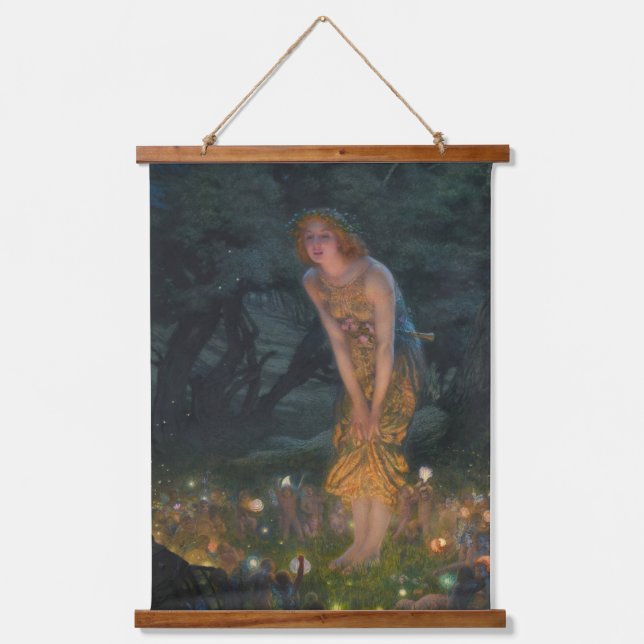 Midsummer Eve Edward Robert Hughes Fairies Fantasy Hanging Tapestry (Front)