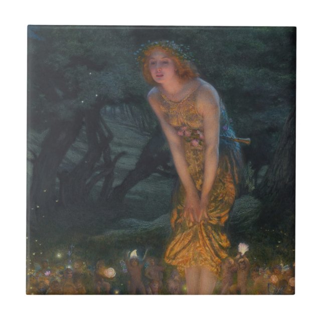 Midsummer Eve Edward Robert Hughes fairies fantasy Tile (Front)