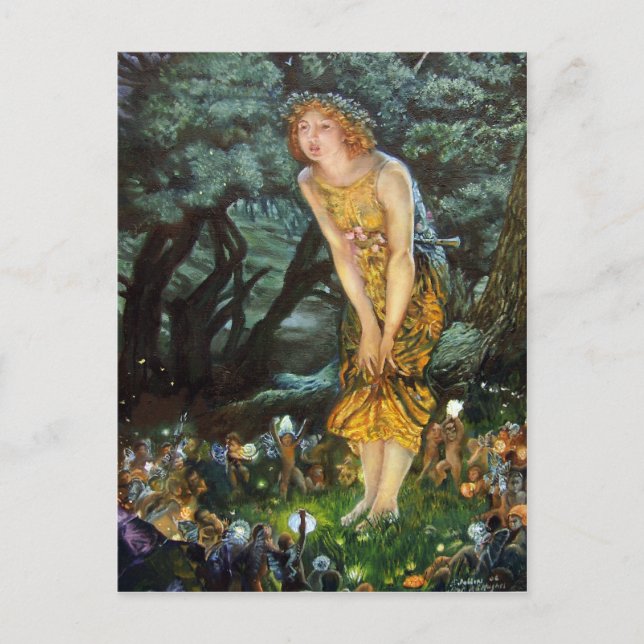 Midsummer Eve, Edward Robert Hughes Postcard (Front)