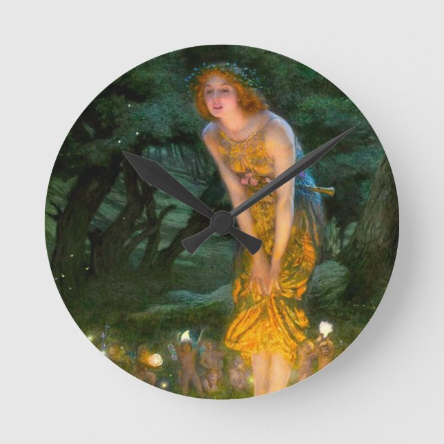 Midsummer Eve Edward Robert Hughes Round Clock (Front)