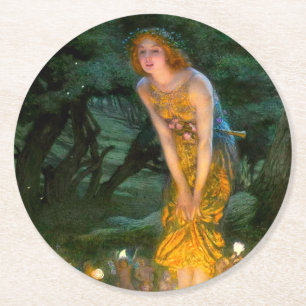Midsummer Eve Edward Robert Hughes Round Paper Coaster