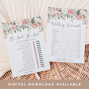 Midsummer Floral Double-Sided Bridal Shower Game Invitation
