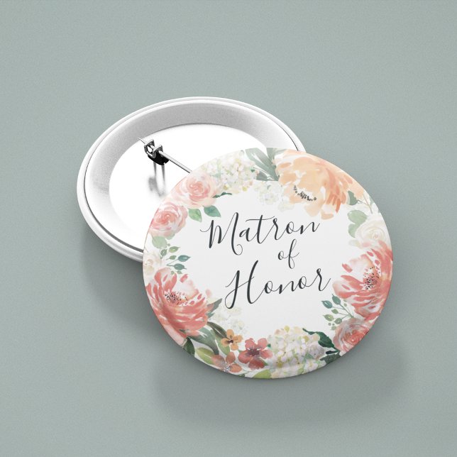 Midsummer Floral Matron of Honour 6 Cm Round Badge (Creator Uploaded)