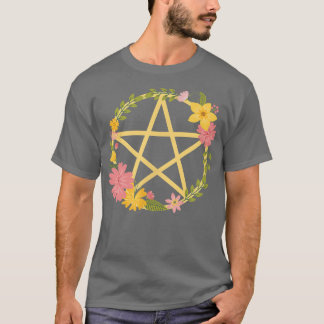Midsummer Floral Pentacle Wiccan Pagan Cheeky Witc T-Shirt