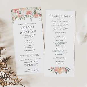 Midsummer Floral Wedding Ceremony Program Programme