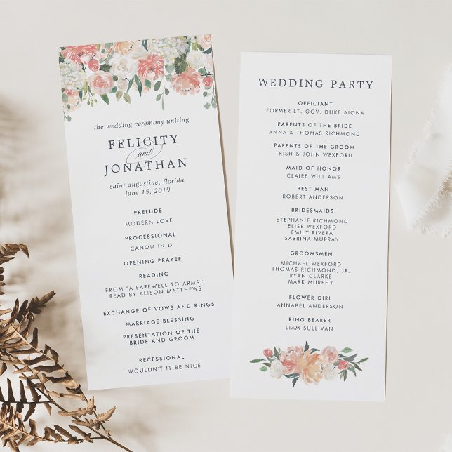 Midsummer Floral Wedding Ceremony Program Programme (Creator Uploaded)