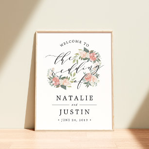 Midsummer Floral Wedding Welcome Sign