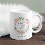 Midsummer Floral Wreath Mother of the Bride Coffee Mug<br><div class="desc">A sweet and elegant gift for the mother of the bride,  mug features a watercolor wreath of peachy pink peonies and botanical foliage with "mother of the bride" inscribed inside in hand lettered script. Personalise with your wedding date beneath. Designed to match our Midsummer floral collection.</div>