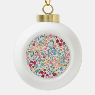 Midsummer meadow, blooming plant pattern. ceramic ball christmas ornament