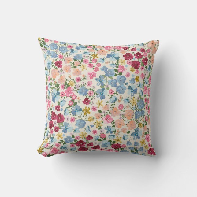 Midsummer meadow, blooming plant pattern. cushion (Front)