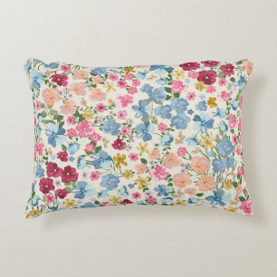 Midsummer meadow, blooming plant pattern. decorative cushion