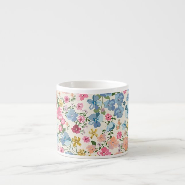 Midsummer meadow, blooming plant pattern. espresso cup (Front)