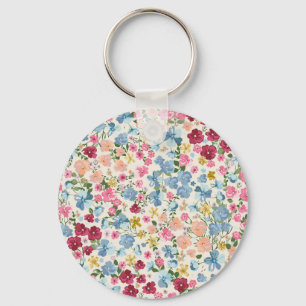 Midsummer meadow, blooming plant pattern. key ring