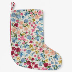Midsummer meadow, blooming plant pattern. small christmas stocking