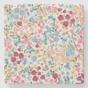 Midsummer meadow, blooming plant pattern. stone coaster