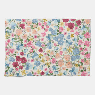 Midsummer meadow, blooming plant pattern. tea towel