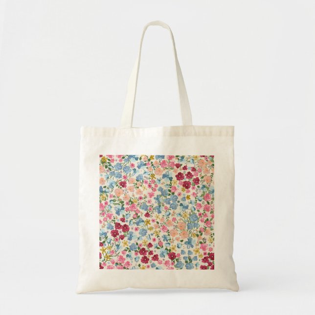 Midsummer meadow, blooming plant pattern. tote bag (Front)