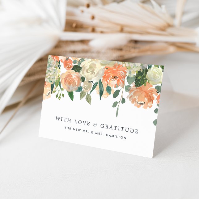 Midsummer Peach Floral Personalized Thank You Card (Creator Uploaded)
