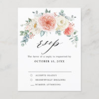 Midsummer Peach Pastel Pink Floral Wedding RSVP