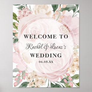 Midsummer Rose With Circle Shape Floral Wedding Poster
