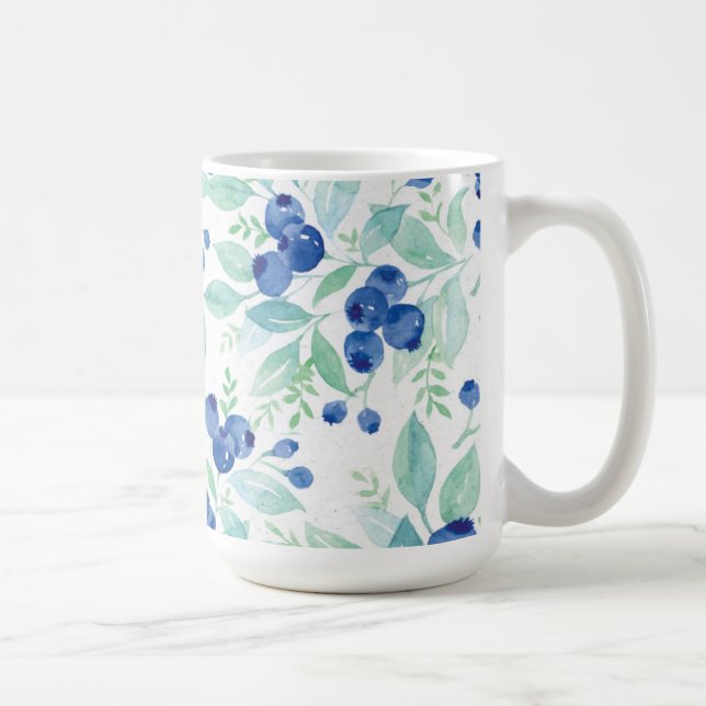 Midsummer Rustic Blueberry Berry Summer  Pattern Coffee Mug (Right)