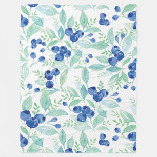 Midsummer Rustic Blueberry Berry Summer Pattern Fleece Blanket