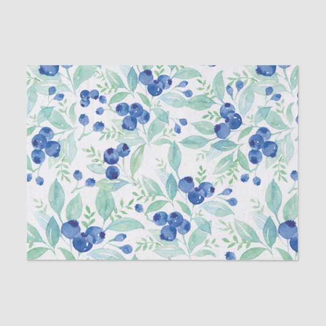 Midsummer Rustic Blueberry Berry Summer  Pattern Tissue Paper (Front)