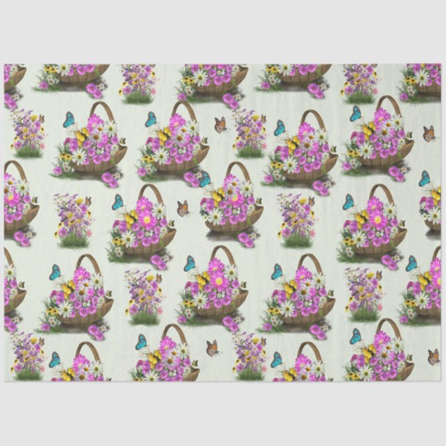 Midsummer Spring Flower Baskets Tissue Paper (Front)